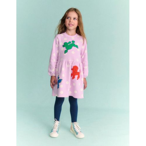 Robe-Sweat En Boucl  Appliqu-Chiens  Pois Lilas Sucr