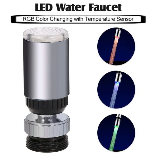 Robinet D'eau De Lavabo  Lumire Lumineuse Led, Buse D'eau De Lavabo  Lueur Changeante Colore, Pomme De Douche, Robinets De Cuisine De Salle De Bains