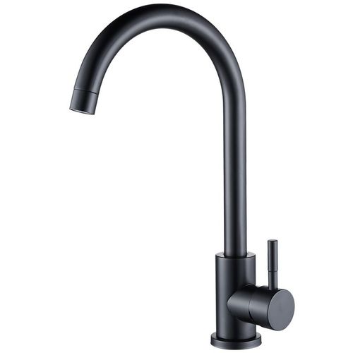 Robinet De Cuisine En Acier Inoxydable Maill  PoignE Unique - Robinet D'Vier Pivotant  360 - Robinet De Cuisine Haute Pression - Noir