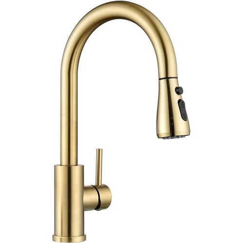 Robinet De Cuisine Haute Pression Avec Douchette Extensible,Pivotant  360,En Acier Inoxydable,Pour vier De Cuisine,Chaud Et Froid,Dor Et 3 Modes De Pulvrisation