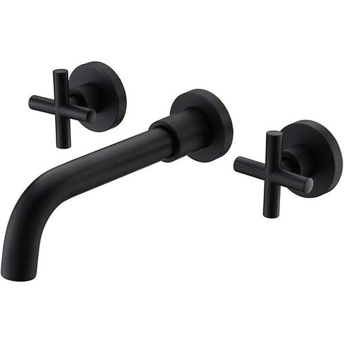 Robinet De Lavabo Mural En Or Bross Avec Buse Rotative  360 Degrs Et Poignes Mtalliques Croises