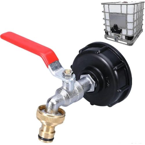 Robinet De Rservoir 1000 L Avec Adaptateur De Robinet De Tuyau D'arrosage, Connecteur De Robinet S60x6 Ibc. Seul Le Robinet, Pas De Rservoir D'eau.