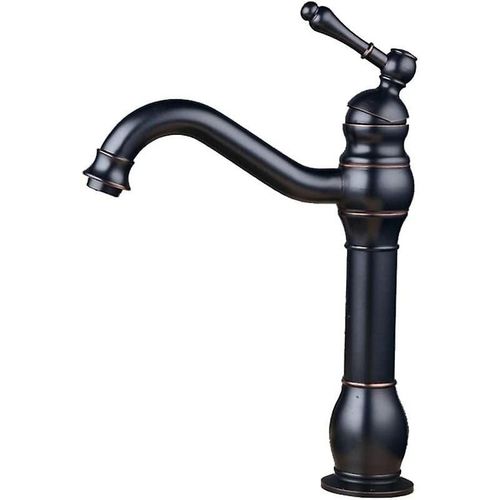 Robinet Mitigeur Rtro Pour Lavabo, Robinet De Salle De Bain  Bec Haut En Laiton Noir, Design lgant Et Antique, Robinet Mitigeur Unique
