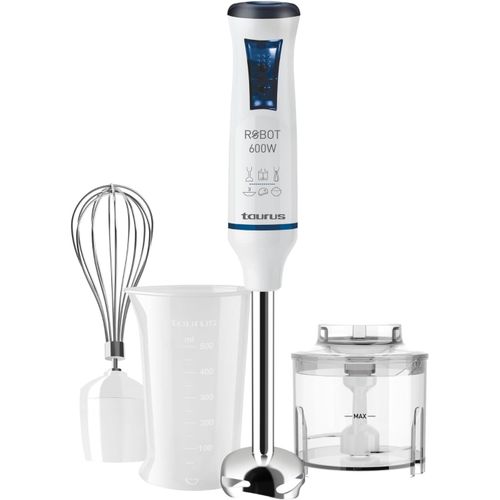 Robot 600 Plus Inox-Mixeur plongeant multifonction 3 en 1 600W,20 vitesses rglables + Turbo,anti-claboussures,bol mesureur,bol hachoir et Fouet.[P142]