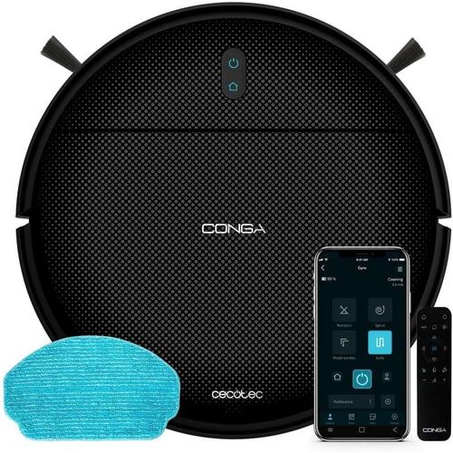 Robot Aspirateur Conga 999 Origine Genesis. Navigation Ractive, 1000 Pa, 2 Brosses Latrales, Autonomie 120 Minutes, 6 Programmes, Contrle avec APP et Tlcommande