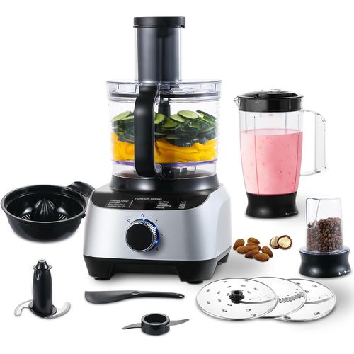 Robot Cuisine Multifonctions 1300W, Robot De Cuisine Avec Bol Mlangeur 3.5 L, Hachoir, Blender Mixeur 1.5 L, Moulin  Caf, Moulin  Caf, Argent[KIT6505298]