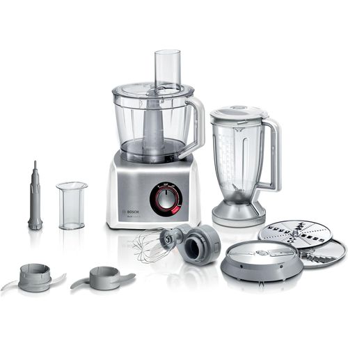 Robot De Cuisine Compact Multitalent 8 Mc812S814, 45 Fonctions, Bol Mlangeur Xxl 3,9 L, Blender 1,5 L, Couteau Universel, Fouet, Coupe Et Rpe (Fin, Grossier), 1250 W, Blanc/Acier[KIT6503349]