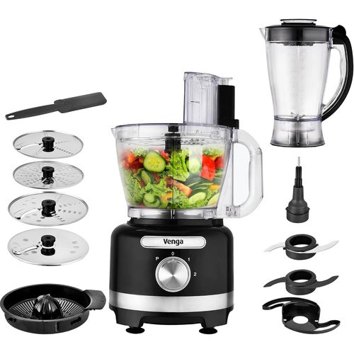 Robot De Cuisine Multifonction 8-En-1, Capacit 3 L, Blender 1,75 L, 2 Vitesses Et Pulse, 1000 W, Noir/Argent, Vg Ha 3001[GAU642971]