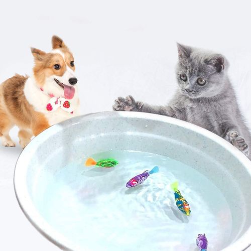 Robot De Natation Interactif Jouet De Poisson Pour Chat Et Chien Avec Lumire Led, Activ Dans LEau Jouet lectrique Magique - 2 Pcs Robot Interactif Jouets De Poisson Pour C