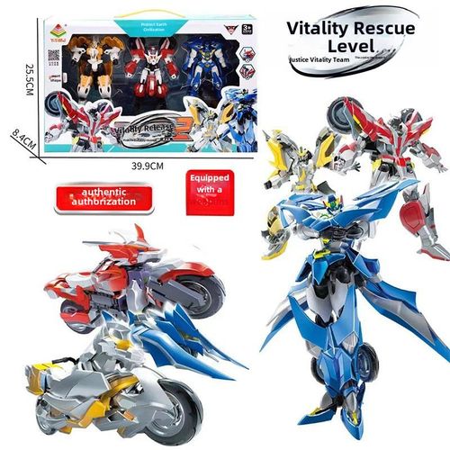 Robot De Rescue Extraterrestre Yuanqi En Jouet Transformable En Forme De Motocyclette Lion Aigle Dragon Dinosaure Non Arm Couleur Dj-131 Aigle+Dragon+Iron Horse De 5 Pouces