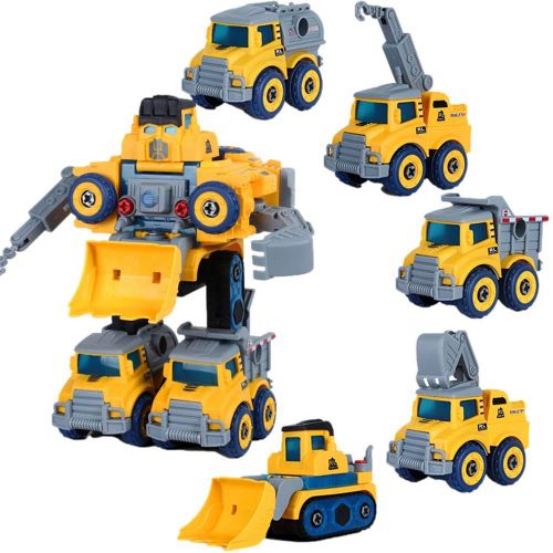 Robot De Transformation De Construction Voiture Abs, Vhicule De Construction Technique, Camion Robot, Jouets De Construction 5 En 1 Pour Enfants