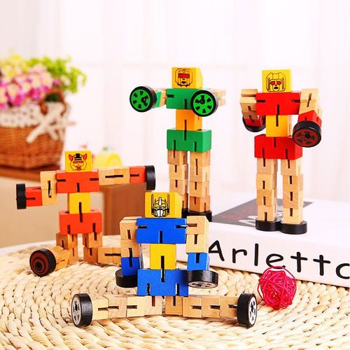 Robot De Transformation En Bois Pour Enfants, Blocs De Construction, Jouets Pour Enfants, Modle De Figure Autobot Puzzle Main  Jouer, Jouet ducatif, Cadeau