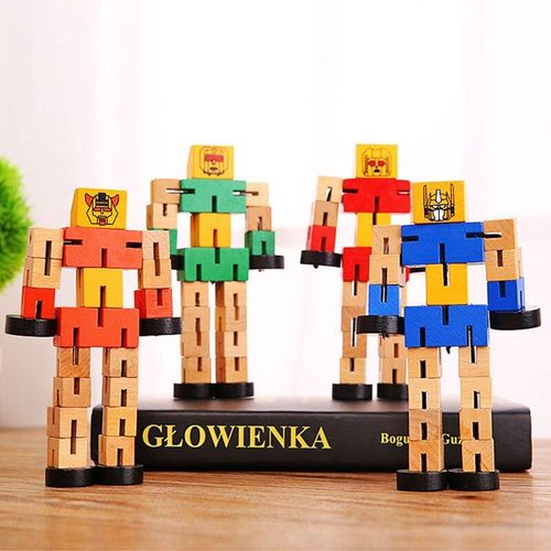 Robot De Transformation Montessori, Blocs De Construction En Bois, Jouets Pour Enfants, Modle De Figurine Autobot, Puzzle, Apprentissage De L'intelligence