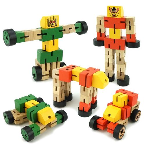 Robot De Transformation Pour Enfants, Blocs De Construction En Bois, Jouets Pour Enfants, Modle De Figurine Autobot, Puzzle, Jouet D'Apprentissage, D'Intelligence, Cadeaux