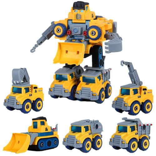 Robot De Transformation Voiture En Alliage De Mtal, Vhicule De Construction Technique, Camion Robot, Jouets De Construction 5 En 1 Pour Enfants