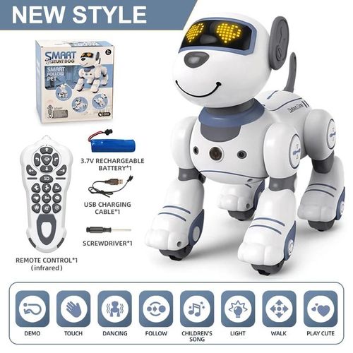Robot Dog-anglais - Robot intelligent pour chien RC,  commande vocale, Programmable, cascadeur, chanson, chien, jouet lectronique interactif pour animaux de compagnie, pour garons et filles