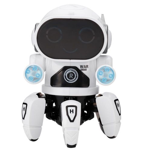 Robot Electrique Intelligent A Led Pour Enfants, Jouet Musical Et Dansant De Six Pieds (Blanc)