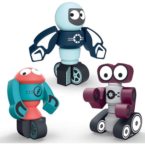 Robot Magntique 3 Pices, Bloc Magntique Costume Jeu ducatif Stem Pour Enfants Histoire Robot Jouet Bricolage Robot Empil Jouet Avec Bote De Rangement Puzzle Jouet Cadeau D'anniversaire 3 4 5 Gar