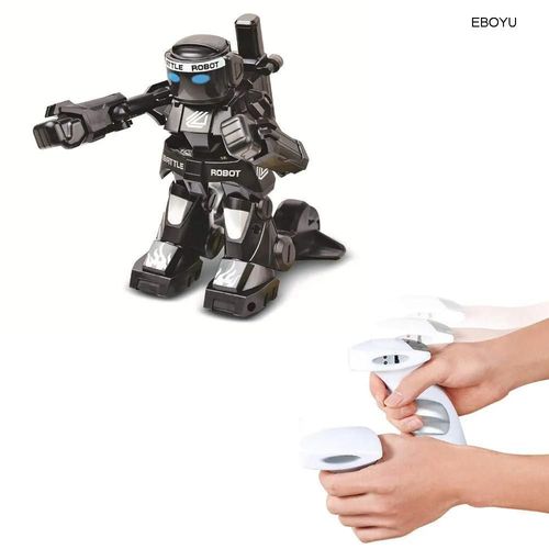 robot noir - Robot de combat radiocommand 2.4G, Robot de combat Humanoid RC + deux Joysticks de contrle, vritable exprience de combat de boxe, cadeau