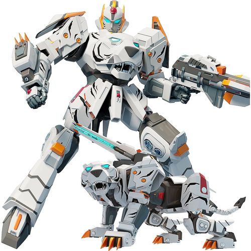 Robot Tigre De 25,4 Cm,Pour Enfants  Robot De Dformation Animale,Pour Garons Et Filles,ge De 15  30 Cm,Blanc