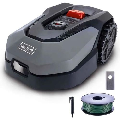 Robot Tondeuse Connect 400m2 Scheppach Robocut L500 Avec Station De Recharge | Jusqu'a 400 M | Capteur De Pluie | Wifi & Bt