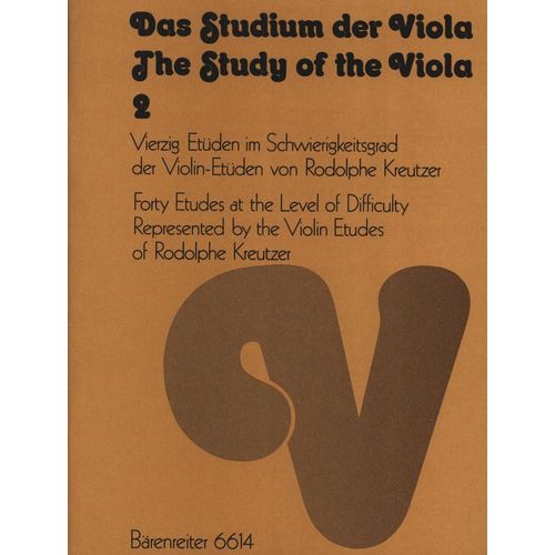 Rodolphe Kreutzer : The Study Of The Viola 2 - Forty Etudes At The Level Of Difficulty Respresented By The Violin Etudes - Brenreiter Ba6614