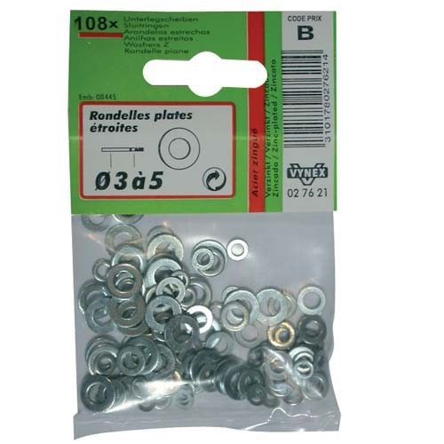 Rondelle - Plate troite - Acier Zingu - D: 3-4-5 Mm