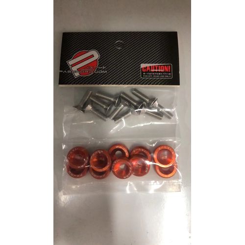 Rondelles De Garde-Boue Universelles,Style Jdm,Convient  Tout Trou De 6mm,Pare-Chocs,Moteur Kiev Illage,Planificateur De Plaque,Rondelles En Aluminium Avec Boulons,10 Pices - Type Orange