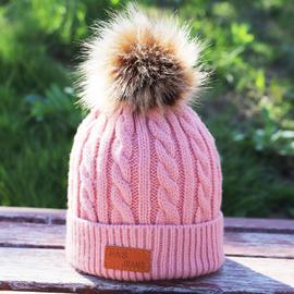 Rose foncé - Bonnet épais en fausse fourrure pour enfants, marque tendance,  tricot Pompon, automne hiver, mignon, doux, garçon et fille