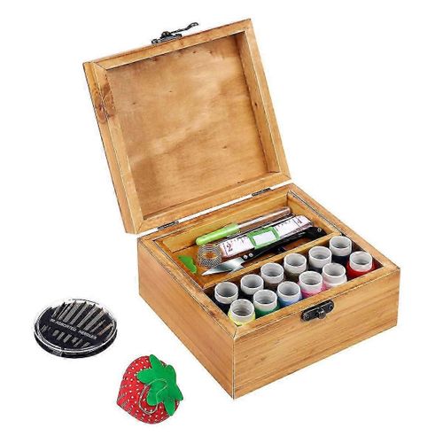 Rosenice Bote  Couture En Bois Accessoires De Couture Kit De Fournitures Bote De Travail Pour Rparer (Accessoires Avec Couleur Alatoire)