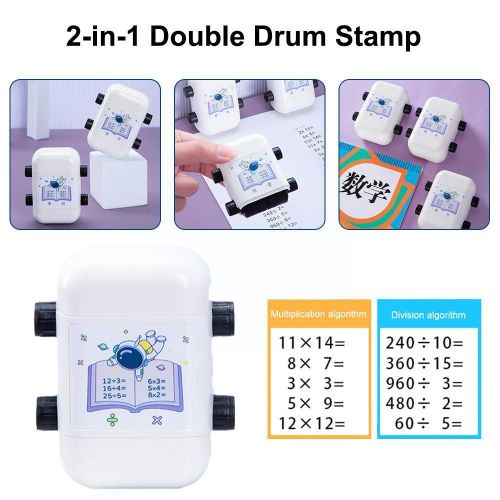 Roue De Tampon 2 En 1, Division De Multiplication, Style Rouleau De Sceau, Question Arithmtique, Maths, Enseignement De La Pratique, Artefact Numrique G1u7