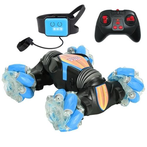 Roue transversale Bleu - Montre-bracelet  Double tlcommande pour enfant, Nouveau, Cratif, Geste dform, Cross Country Light Roll Drift, Voiture jouet, Cadeaux