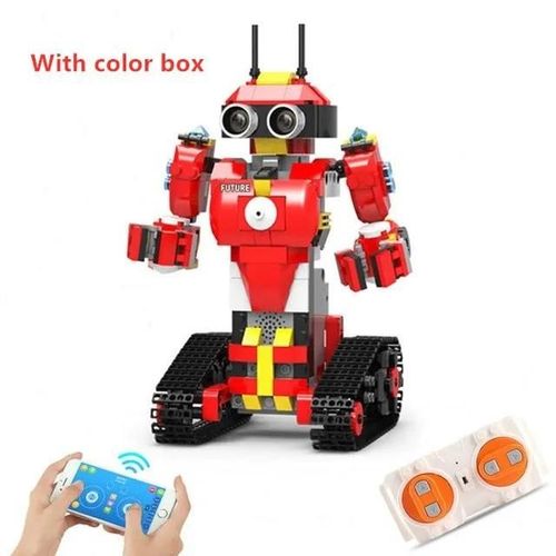 rouge avec bote de couleur - Robot  programmation intelligente RC 2.4G, blocs de construction assembls, Mode double tlcommande, capteur de gravit, commande vocale, jouet Robot