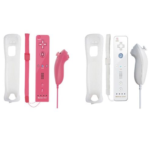 Rouge Blanc - Ensemble 2 En 1 Pour Console Nintendo Wii, Manette De Jeu Sans Fil, Tlcommande Dahchuck, Manette, Manette, Motion Plus En Option