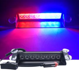 rouge et bleu - Lumière de flash stroboscopique de police à LED pour voiture,  8 LED, rouge, bleu, urgence de tableau de bord, 3 clignotants,  antibrouillard, bleu, jaune, nouveau style