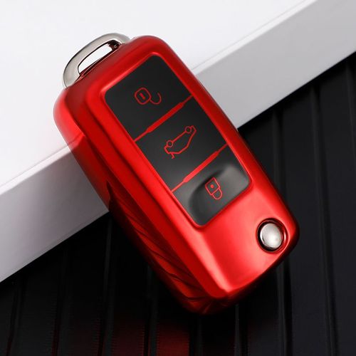 Rouge - Porte-Cls Pour Vw Volkswagen Polo, Golf, Passat, Coccinelle, Caddy, T5 Up, Eos, Tiguan, Jetta, Skoda Octavia A5