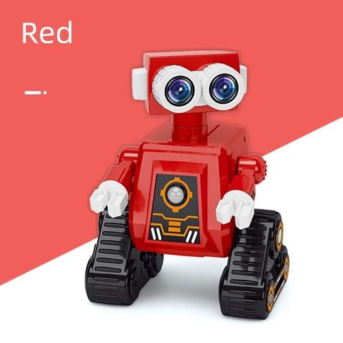 Rouge - Puzzle avec programmation intelligente, Robot  marcher dans toutes les Directions, avec une seule touche, musique scintillante, jouet RC