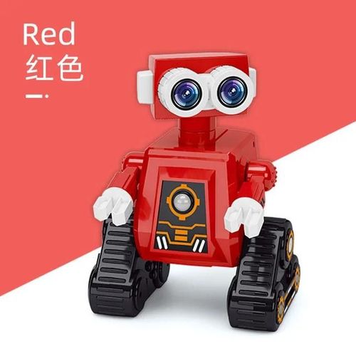 Rouge - Puzzle pour ducation prscolaire, jouet RC  infrarouge sans fil, Robot, lumires de programmation intelligentes, musique dynamique, voix mcanique