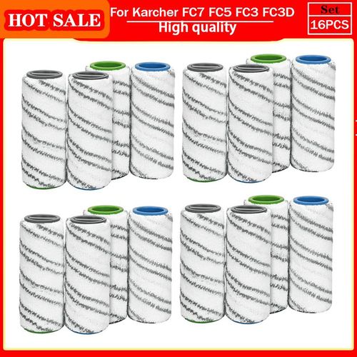 Rouleaux en microfibre pour Karcher FC7 FC5 FC3,2.055  006.0,pour le nettoyage des sols durs,rouleaux de remplacement pour maison intelligente - Type 16pcs #A