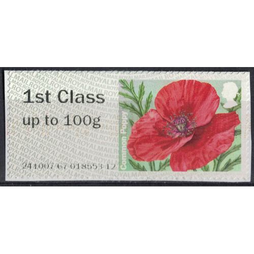 Royaume Uni 2014 Vignette Sur Fragment Fleurs Common Poppy Coquelicot Su