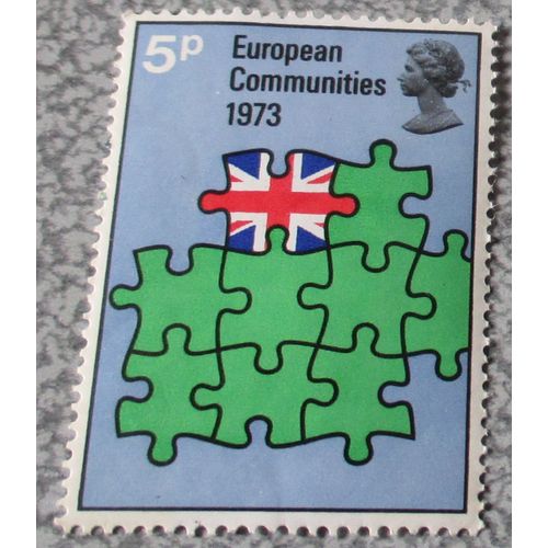 Royaume-Uni -Timbre Anglais 5p Penny-European Communities -Britain's Entry Into Eec-Vert Jauntre -Commmoratif De LAdhsion De La Grande Bretagne  La C E E -Date De Sortie 03/01/1973 - 30x41mm-Neuf