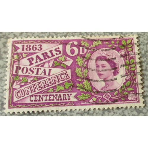 Royaume-Uni - Timbre Anglais 6d Old British Penny - Paris Postal Conference Centenary - Vert Et Mauve - Commmoratif - Sortie Le 7/05/1963 - 41x24mm - Oblitr