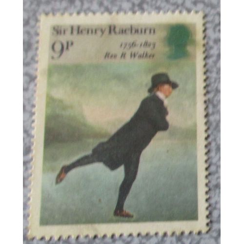 Royaume-Uni - Timbre Anglais 9p Penny- Rev. R. Walker The Skating Minister - Paintings - Polychrome - Srie Peintres Anglais Sir Henry Raeburn - Date De Sortie 04/07/1973 - 30x41mm