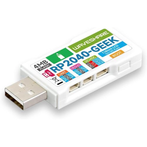 RP2040 Geek Carte de Dveloppement Base sur Raspberry Pi RP2040 Puce,Intgre Interface USB-A,Port SWD/UART/I2C,Emplacement Carte TF,1.14 Pouces LCD IPS 65K Couleurs cran
