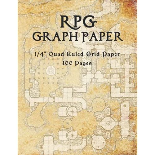 Rpg Graph Paper: 1/4 Inch Blank Quad Ruled Grid Paper For Role Playing Games - Map Drawing & Making - Cream Pages, 8.5 X 11   de Press, Paperwood  Format Broch 
