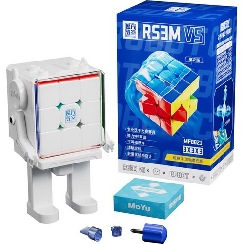 Rs3m V5 2023 Ball Core Uv Coated 3x3 Speed Cube With Robot-Shape Display Box, 3x3 Puzzle Cube Stickerless Rs3m V5 Maglev Master Cube (Maglev+Ball-Core Magic Clothes) Gift For Speed Cuber
