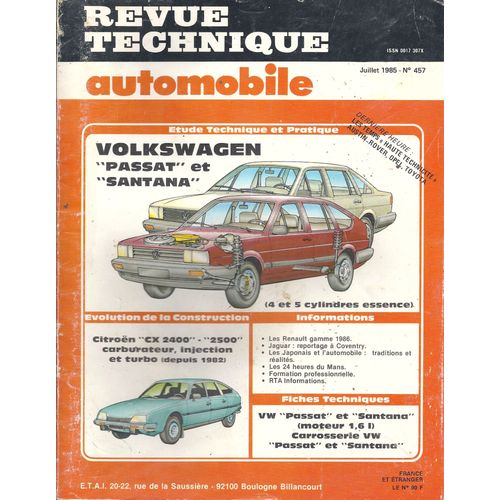 Rta N 457  Volkswagen Passat Santana  Evolution Citron Cx- Juil 85