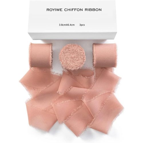 Ruban Cadeau Mousseline De Soie Ruban | 3,8 Cm X 19,4 M | Ruban De Soie Ruban Mousseline Ruban Tissu,Mariage Tissu Ruban (Or Rose)