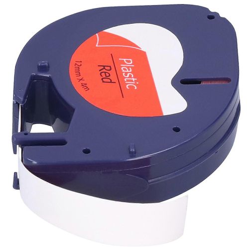 Ruban D'tiquette De Remplacement Pour Dymo Letratag Machine Ruban Diy Print Accessoires12mm X 4meterlettre Noire Sur Fond Rouge 91203
