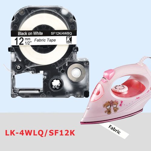 Ruban d'tiquette thermocollant en tissu 12mm SF12K LK-4WBQ compatible pour EPSON SS12KW king jim LW300 LW400 LW600P LW700 Maker imprimante d'tiquettes